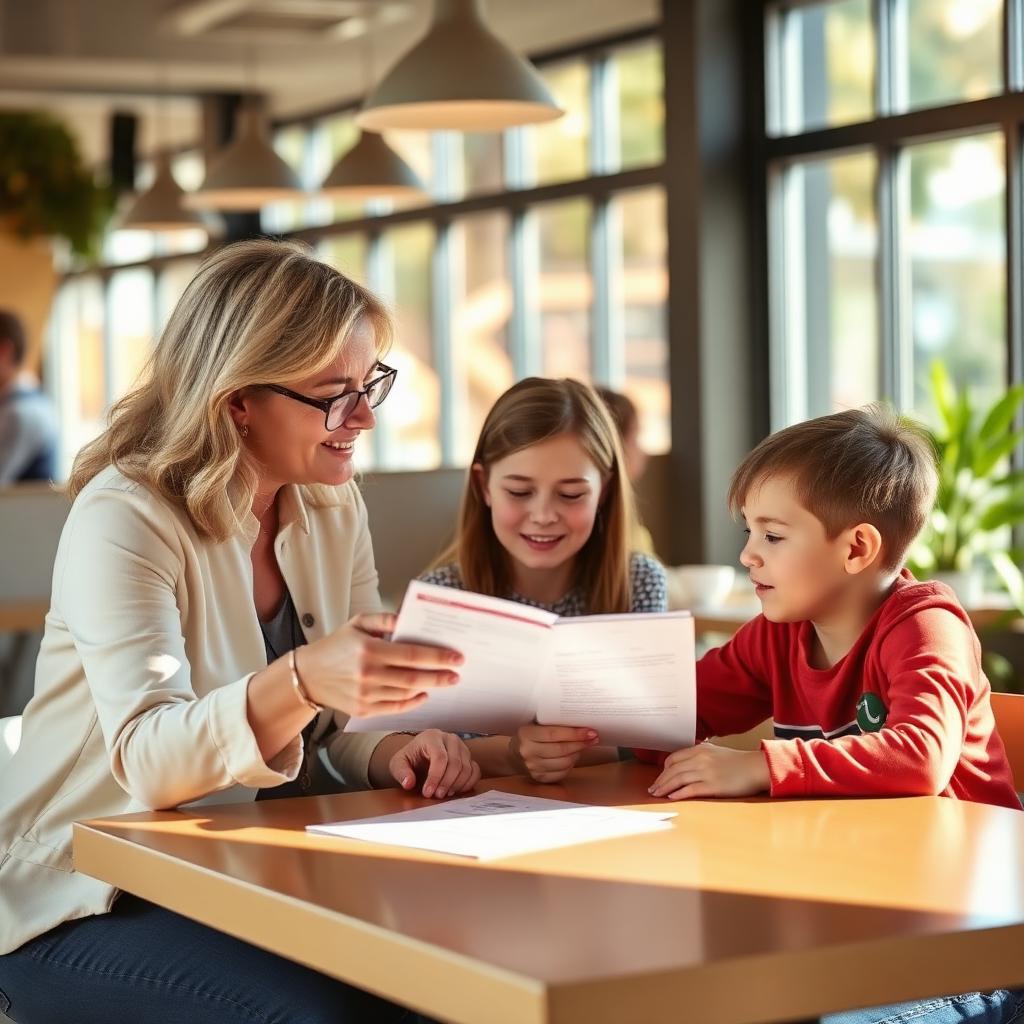 Support coordinator reviewing an NDIS plan with a teenage participant and parent